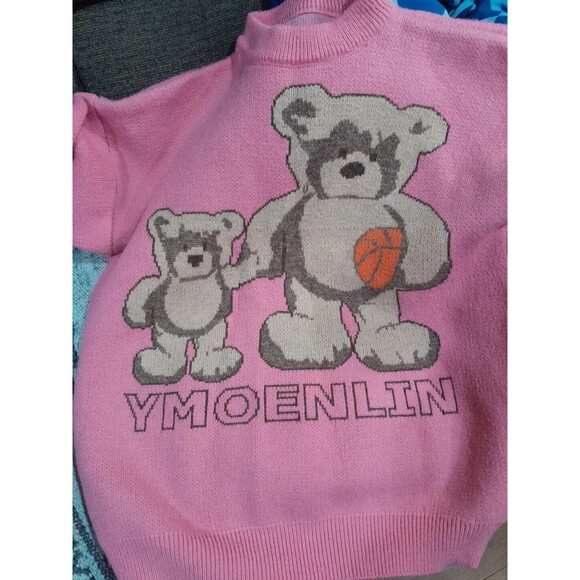 Wool Sweater, Yes Style Yergo Sweater, Unisex, XL Pink Bears Basketball Rare HTF - Picture 5 of 5